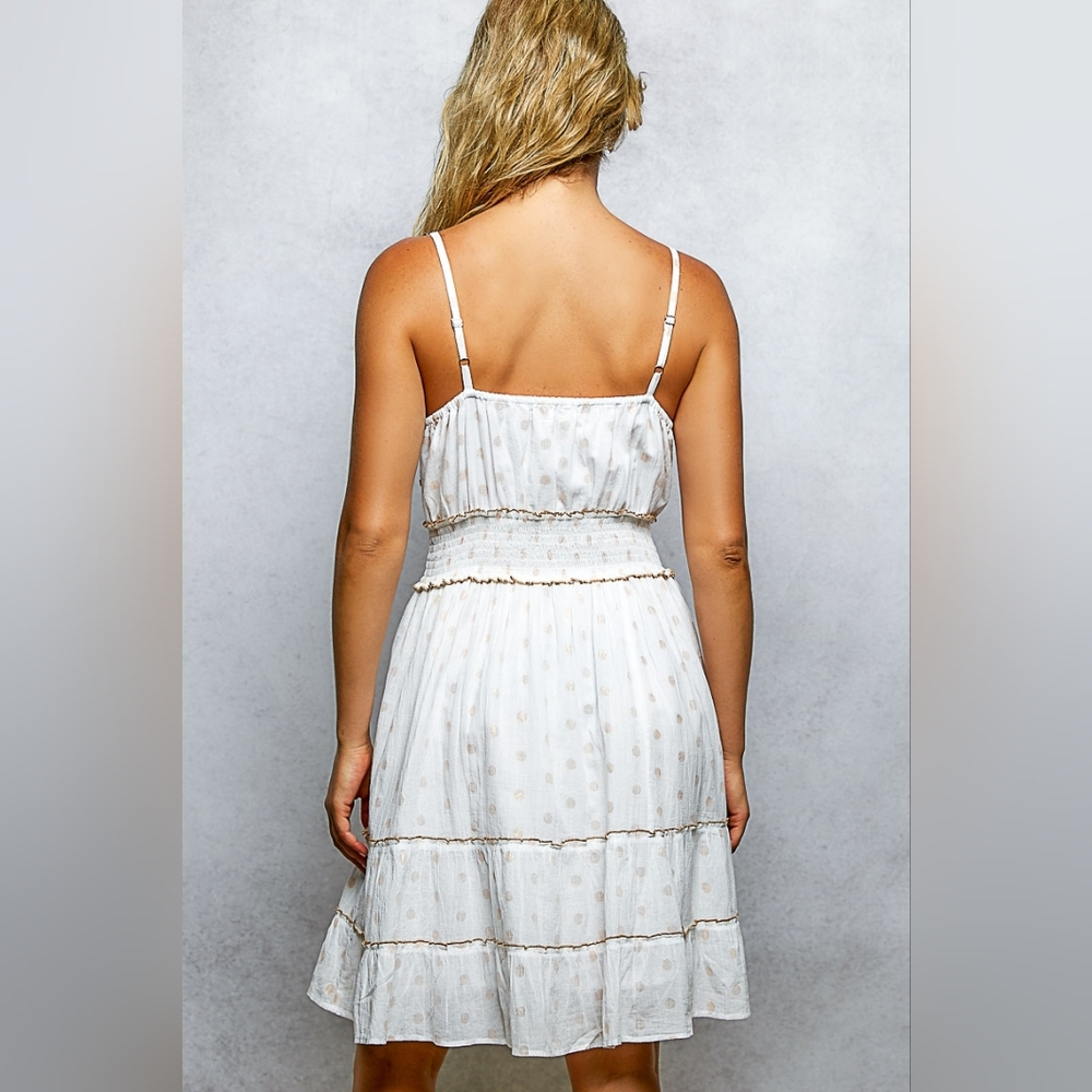 POL Floral Embroidered Tassel Mini Cami Dress with Smocked Waistband - Picture 4 of 8